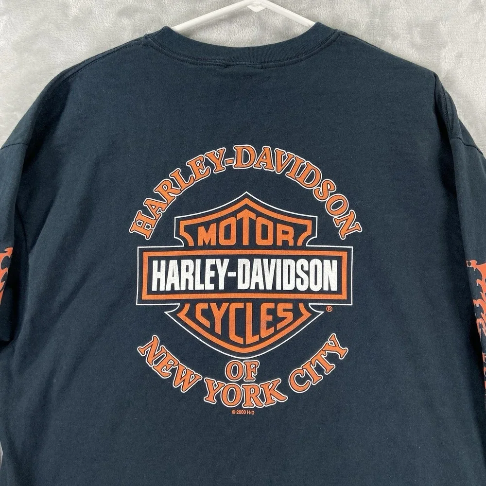 VTG Harley Davidson Shirt Mens XL Long Sleeve NYC Graphic Tee USA Made 2000 Y2K